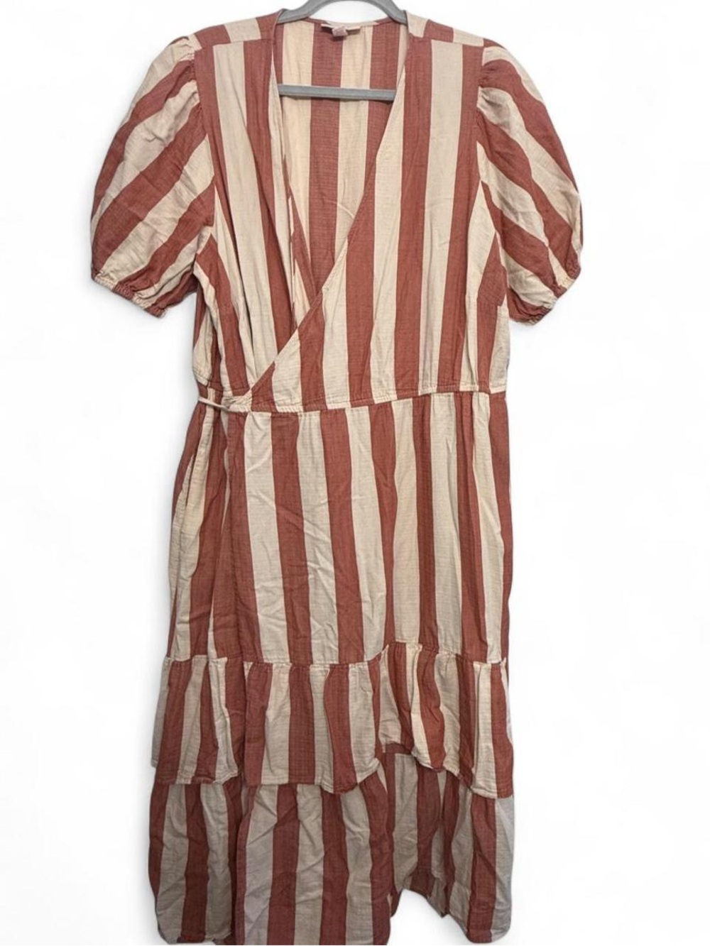 Knox Rose Rust and Cream Striped Midi Dress